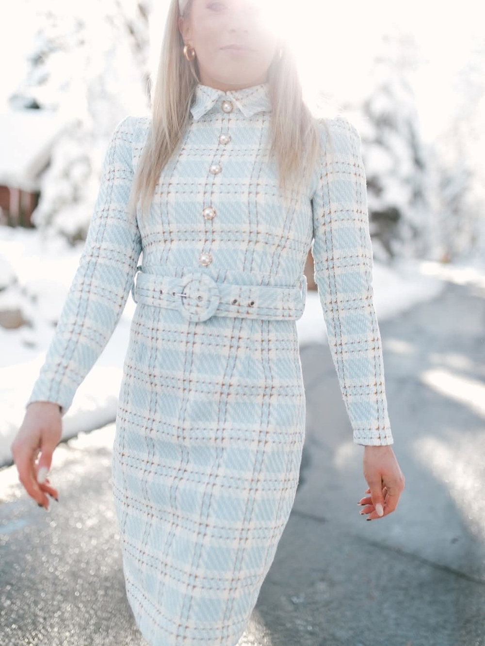 Ivy City Co MyKayla Plaid Tweed Dress With Belt Plus Size 3x Preppy